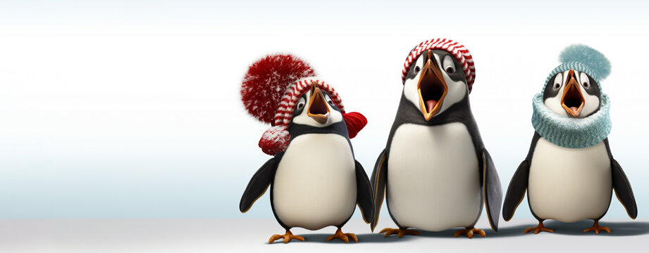 funny cartoon penguins sing a song christmas card, legal AI