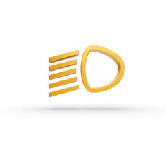 Dipped headlights turned on Car Dashboard Warning Maintenance Icon Sign. Transparent background