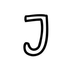 Capital J letter of latin english outline font in outline bubble style isolated on white background. For typography, font, lettering, logo, alphabet, education, abc, branding, presentation, signboard.