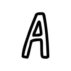 Capital A letter of latin english outline font in outline bubble style isolated on white background. For typography, font, lettering, logo, alphabet, education, abc, branding, presentation, signboard.