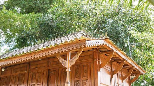 Javanese or osing traditional houses, Indonesian traditional houses are often called joglo houses, wooden architecture with carve.