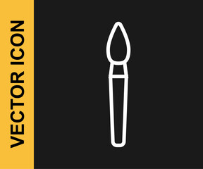 White line Paint brush icon isolated on black background. Vector