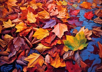Naklejka na ściany i meble Nature's Autumn Palette. Poster. Generativ Ai.