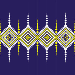 Fototapeta na wymiar Ikat geometric folklore ornament with diamonds. Tribal ethnic vector texture. Seamless striped pattern in Aztec style. Folk embroidery. 