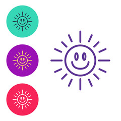 Set line Sun icon isolated on white background. Set icons colorful. Vector