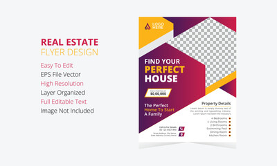Free vector home for sale real estate flyer template