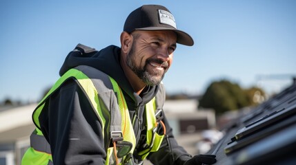Obraz premium man working as roofer