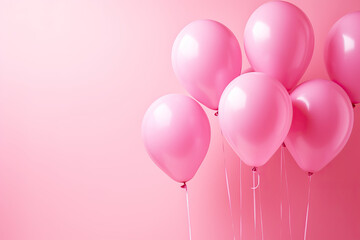 A bunch of pink balloons floating in the air created with Generative AI technology