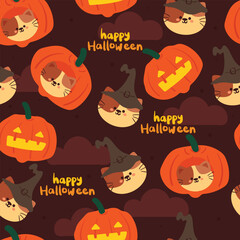 seamless pattern cartoon halloween. cute halloween wallpaper for kids, gift wrap paper