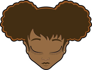 Afro American young  girl with ponytail hairstyle