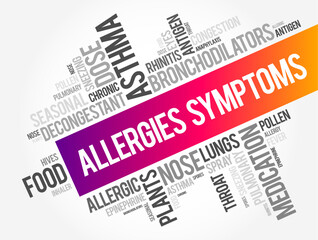 Allergies Symptoms word cloud concept for presentations and reports