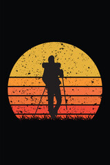Naklejka premium hiking t shirt, adventure, summer, explore, outdoor t shirt, sunset, vintage design