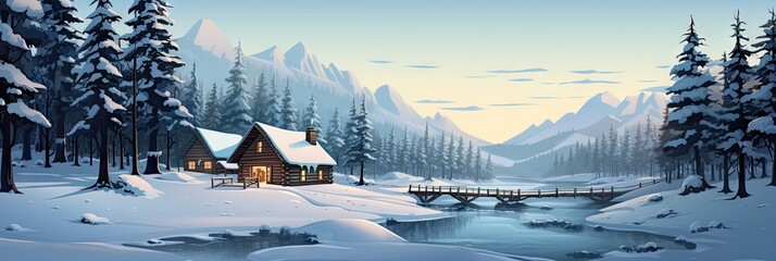 winter cabin in the snowy woods