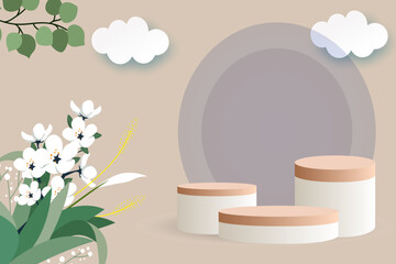 3d podium background Product display show. Luxury 3d rendering of podium for product presentation.