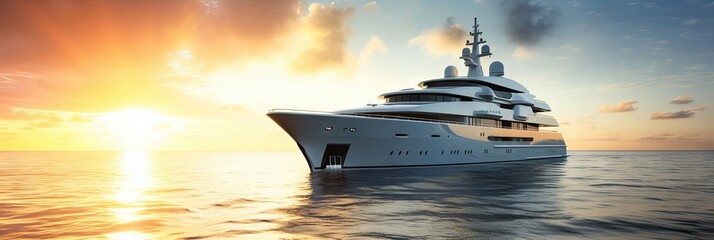 luxury yacht on the ocean - obrazy, fototapety, plakaty