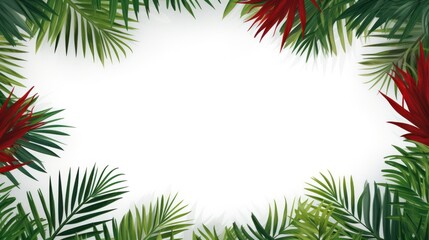 Fototapeta na wymiar Tropical palm leaves on white background. Summer concept. Summer composition. Flat lay, top view, copy space