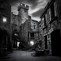 old building in the night