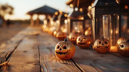 Small gold Halloween pumpkins 