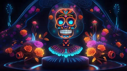 Day of the Dead, remembering the departed, charming festivity full of color background