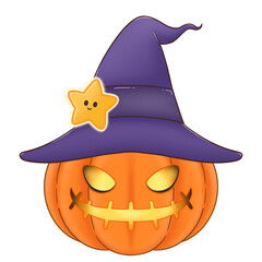 halloween pumpkin with witch hat