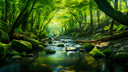 stream in the forest - Powered by Adobe