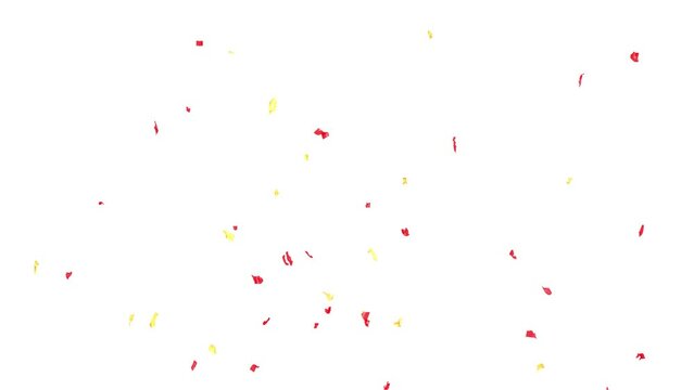 red and gold confetti rain launched from a cannon slowly falling - separated alpha channel - 4k 60fps