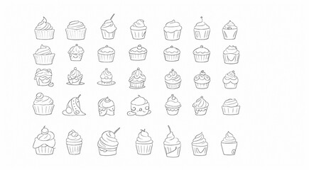 colorful cupcake on white background, cupcake with cream, cupcake with cream and sprinkles