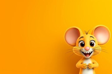 cute orange background cartoon mouse. Generative AI