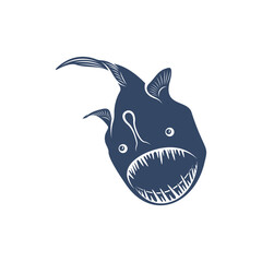 Deep sea fish vector illustration design. Deep Sea fish logo design Template.