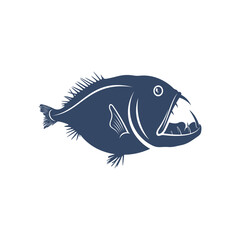 Deep sea fish vector illustration design. Deep Sea fish logo design Template.