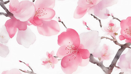 watercolor cherry blossom sakura on white background