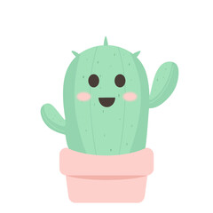 Cute Pastel Cartoon Cactus Illustration