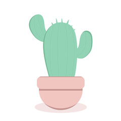 Pastel-Colored Cactus on Pot Illustration
