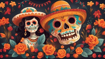 Day of the Dead, remembering the departed, charming festivity full of color background