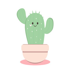 Cute Pastel Cartoon Cactus Illustration