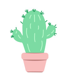 Pastel-Colored Cactus on Pot Illustration