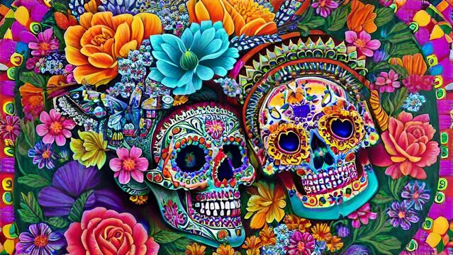 Day of the Dead, remembering the departed, charming festivity full of color background