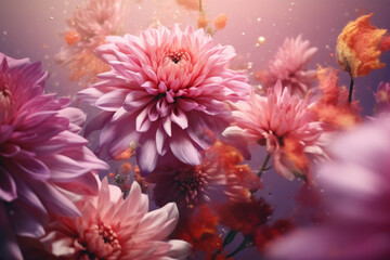 Beautiful pink chrysanthemum flowers as a floral background. Nature concept