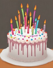 birthday cake with candles,AI Generative 