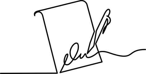 Last will and testament document on scroll outline icon.