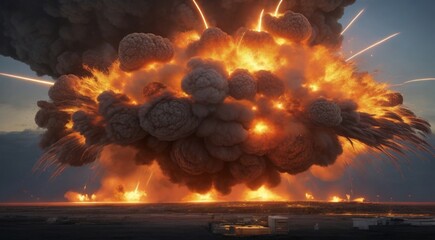 the big nuclear explosion, explosion scene, big fire, big bang