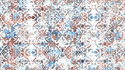 Fototapeta na wymiar Carpet and Rugs textile design with grunge and distressed texture repeat pattern 