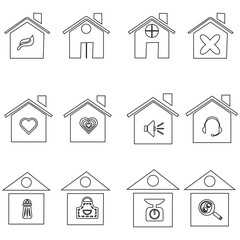 Obraz premium Set of home icon vector illustrator. House linear line silhouette symbol.