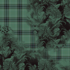 background with leaves classic flowers textile pattern