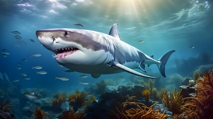 shark in coral reef