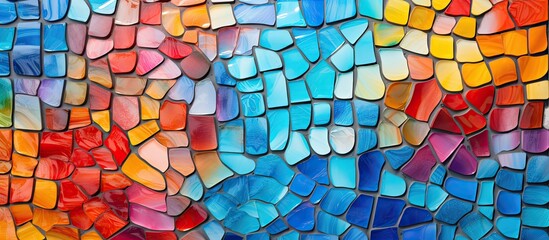 Abstract glass background with vibrant mosaic on wall