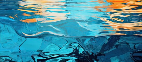 Digital photo of water surface transformed into abstract art Geometric ornament combining elements Poster for home and office decoration