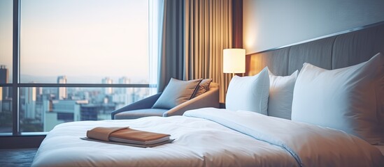 Modern hotel blurs bedroom focus
