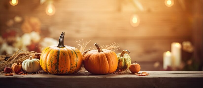 Rustic dinner with sunlit pumpkins for a romantic Thanksgiving