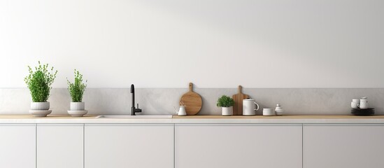 Minimal and clean white kitchen with a ceramic background